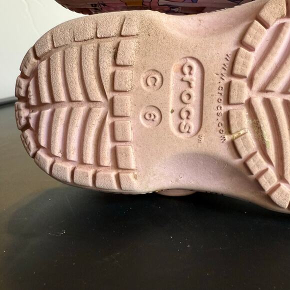 Crocs Classic Kids Clogs C6 Pink Unicorn Rainbow Print Slip-On Shoes - Picture 5 of 11